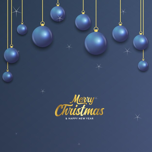 feliz navidad, azul oscuro, bandera, con, bolas, navidad, tarjeta, vector, ilustración