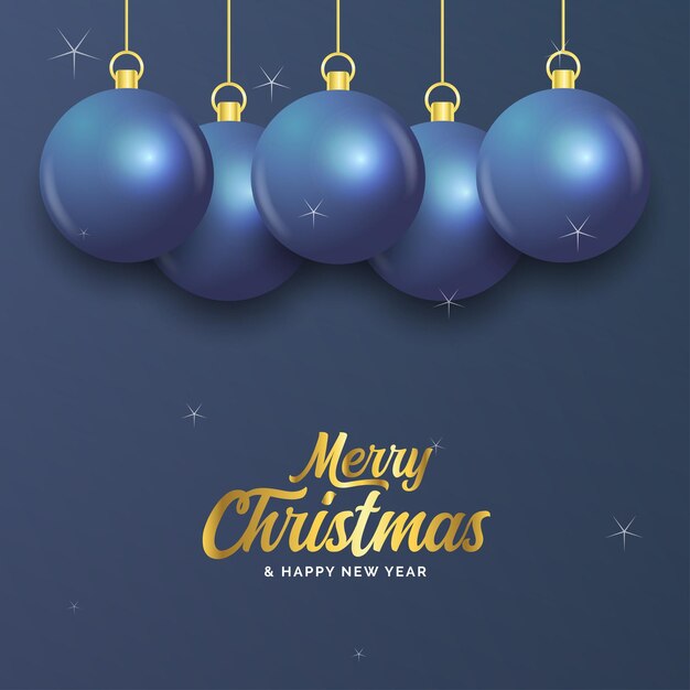 feliz navidad, azul oscuro, bandera, con, bolas, navidad, tarjeta, vector, ilustración