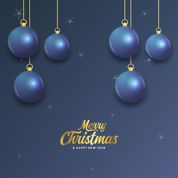 feliz navidad, azul oscuro, bandera, con, bolas, navidad, tarjeta, vector, ilustración