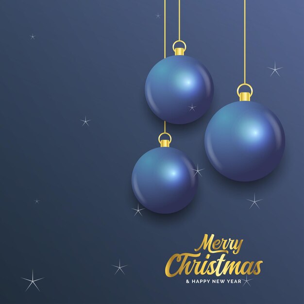 feliz navidad, azul oscuro, bandera, con, bolas, navidad, tarjeta, vector, ilustración
