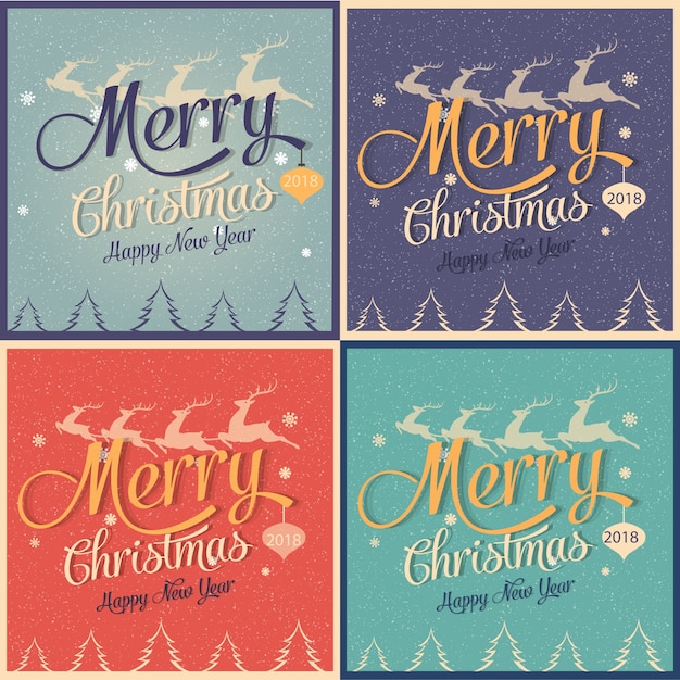 Feliz navidad conjunto de tarjetas de felicitación
