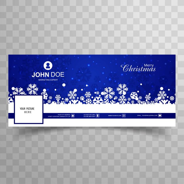 Feliz Navidad copo de nieve facebook cubierta plantilla vector