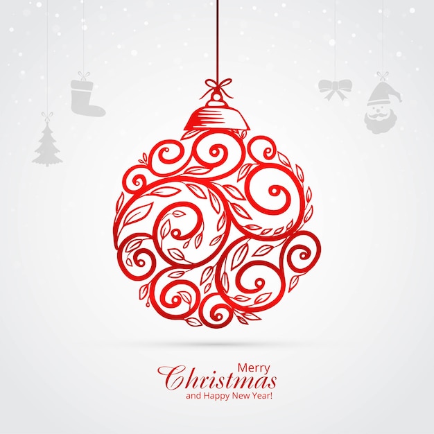 Vector gratuito feliz navidad decorativo artístico fondo de bola roja.
