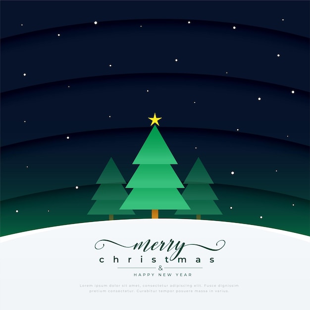 Vector gratuito feliz navidad deseos tarjeta de felicitación con vector de diseño de árbol de navidad