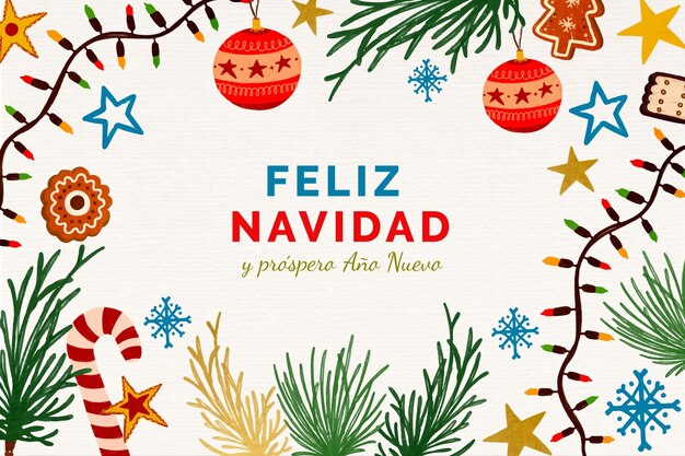 Feliz navidad dorada dibujada a mano