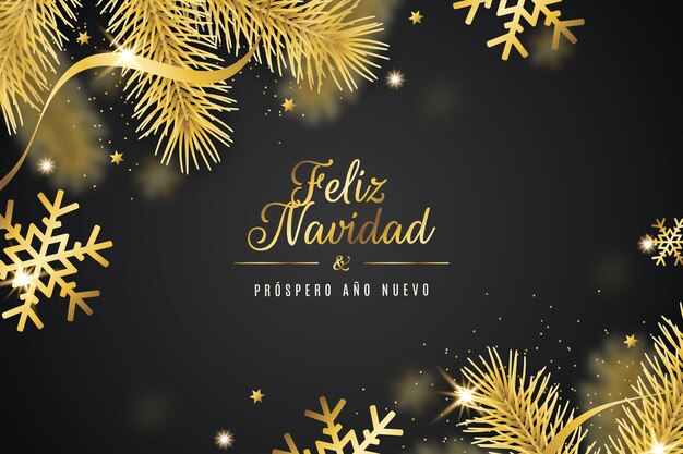 Feliz navidad dorada realista