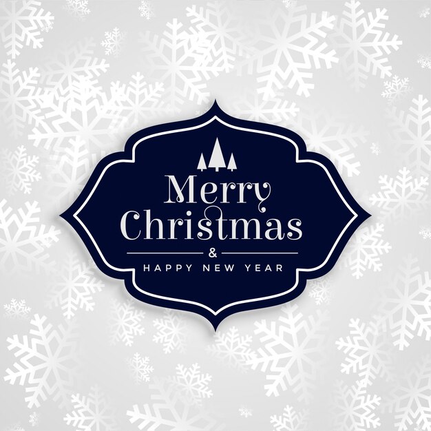 Feliz navidad elegante tarjeta blanca de copos de nieve