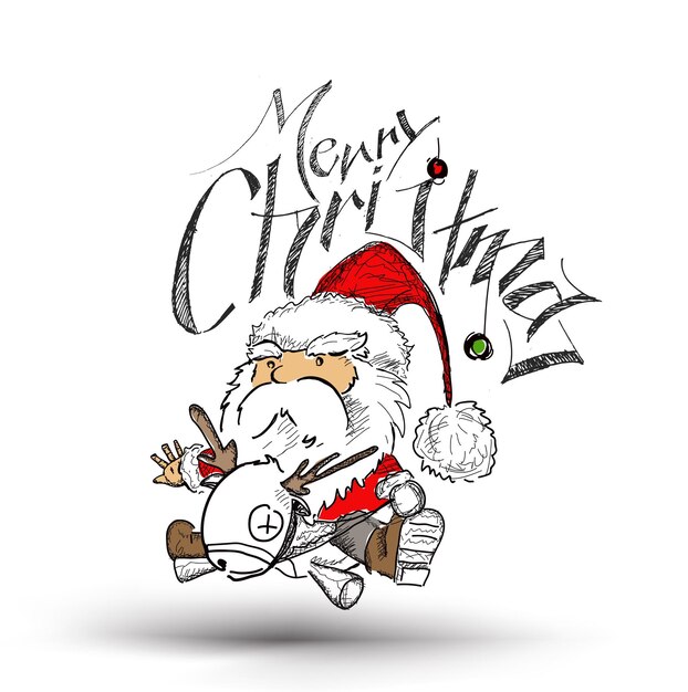 ¡Feliz Navidad! Estilo de dibujos animados divertido Santa Claus, ilustración vectorial