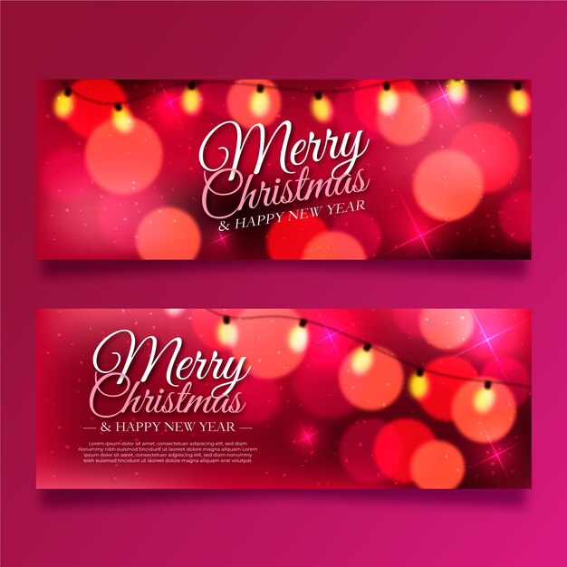 Feliz navidad y feliz año nuevo banners