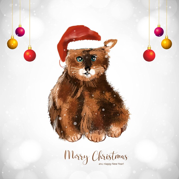 Vector gratuito feliz navidad y feliz año nuevo tarjeta de felicitación lindo perro fondo