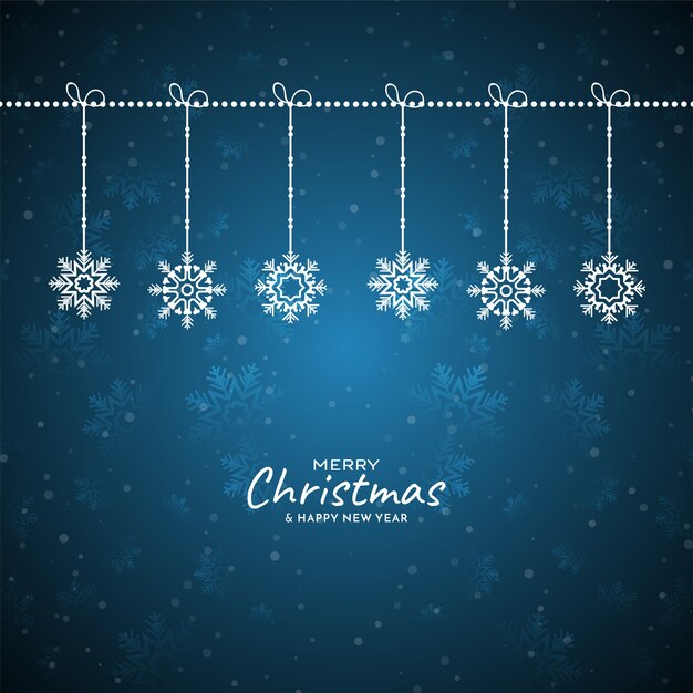 Feliz navidad festival copos de nieve fondo azul