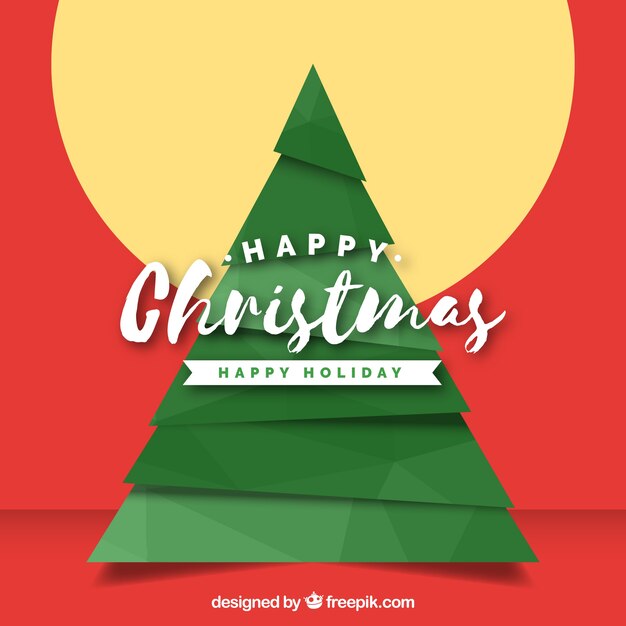 Vector gratuito feliz navidad fondo con un árbol geométrico