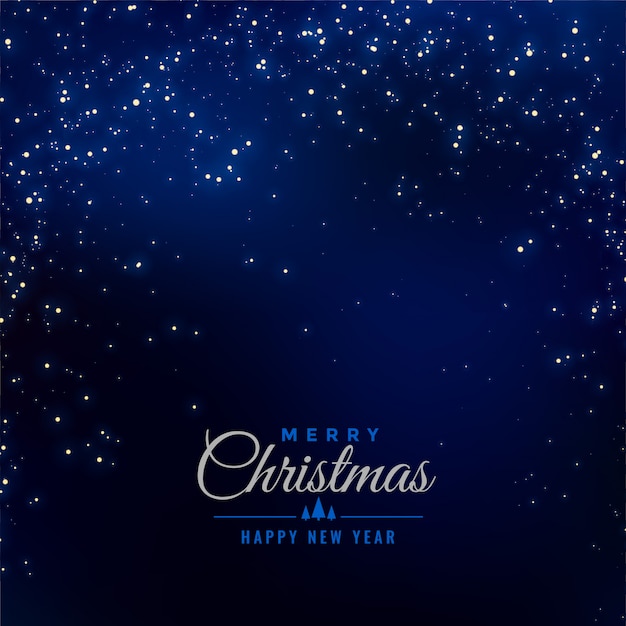 Feliz navidad fondo azul con destellos que caen