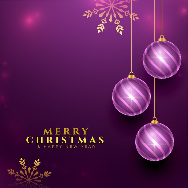 Feliz navidad fondo morado con diseño de elementos de navidad