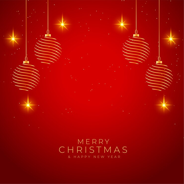 Vector gratuito feliz navidad fondo rojo y dorado brillante