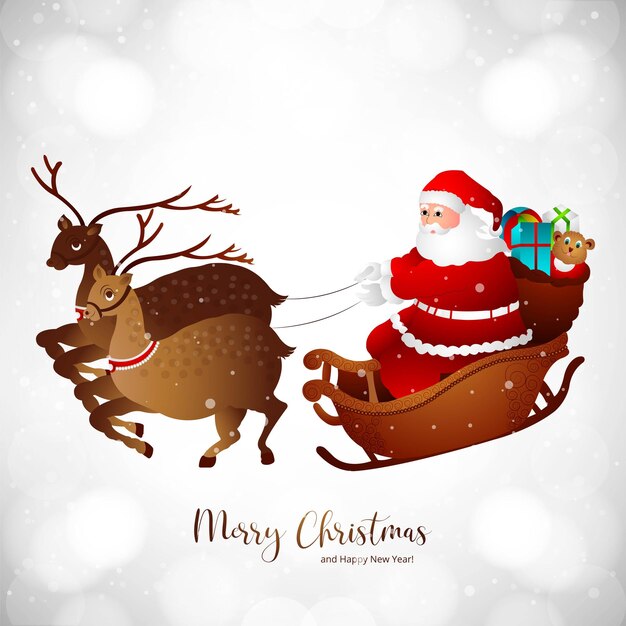 Feliz navidad con fondo de tarjeta de renos de santa claus