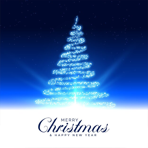 Feliz navidad hermosa tarjeta de árbol mágico