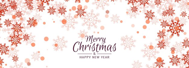 Feliz Navidad hermoso diseño de banner de copos de nieve
