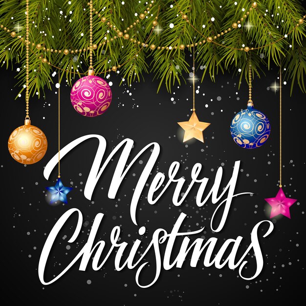 Feliz Navidad inscripción y adornos