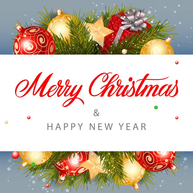 Feliz Navidad letras, regalos y bolas