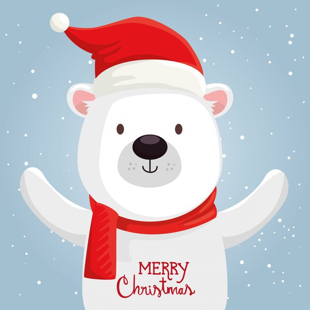Feliz navidad lindo oso personaje