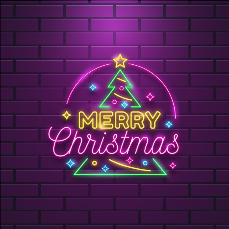 Vector gratuito feliz navidad neón