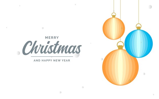 Feliz Navidad plana Elementos de bola decorativos brillantes que cuelgan Ilustración de fondo vectorial