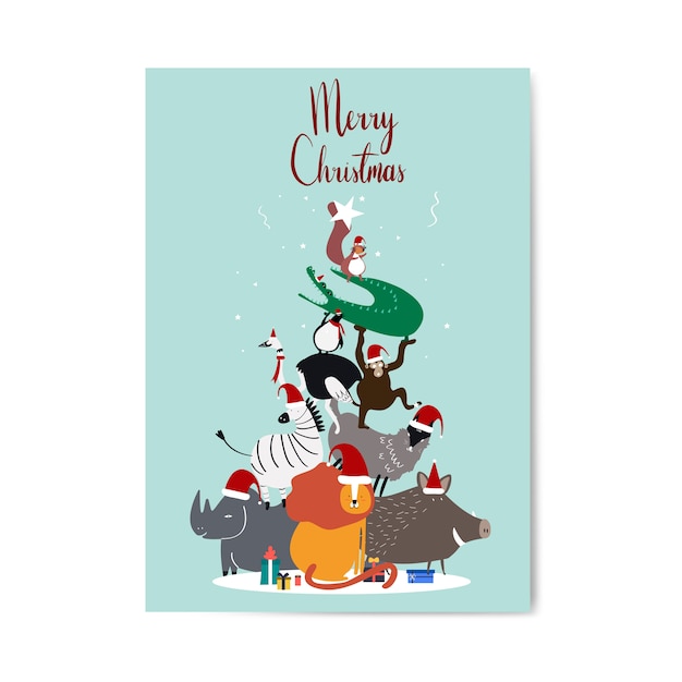 Feliz navidad postal diseño vectorial