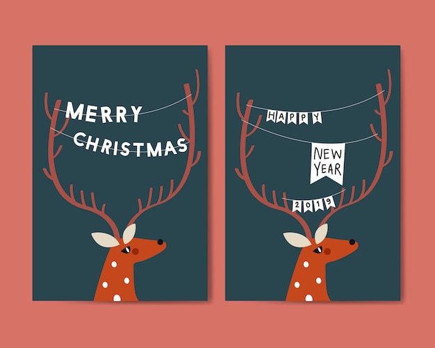 Feliz navidad postal diseño vectorial