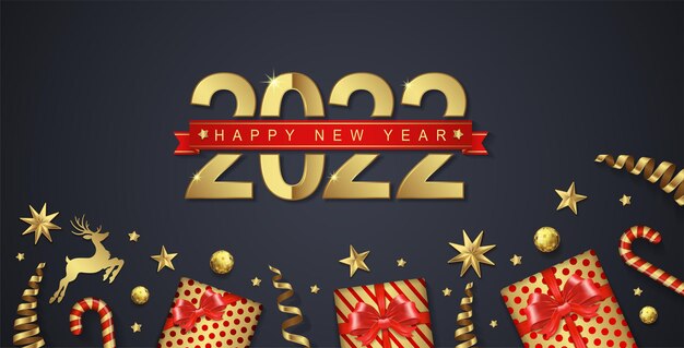 Feliz navidad y próspero año nuevo 2022 diseño de fondo verde | Vector