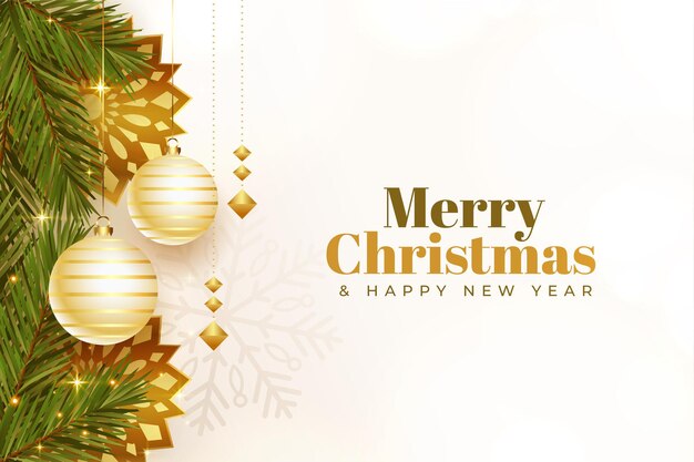 Feliz navidad y próspero año nuevo diseño de tarjeta realista