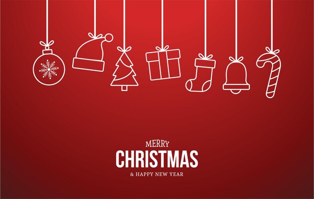 Feliz navidad y próspero año nuevo fondo con iconos planos de navidad