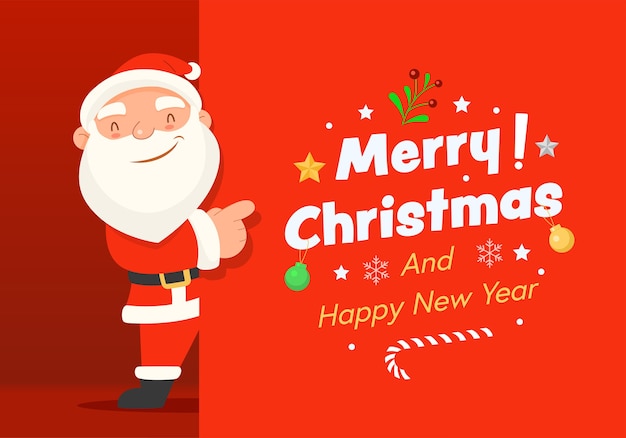 Vector gratuito feliz navidad y próspero año nuevo con santa claus.