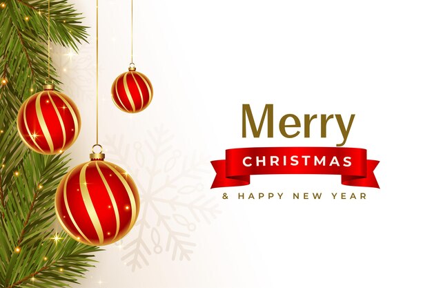 Feliz navidad rojo diseño de saludo decorativo realista