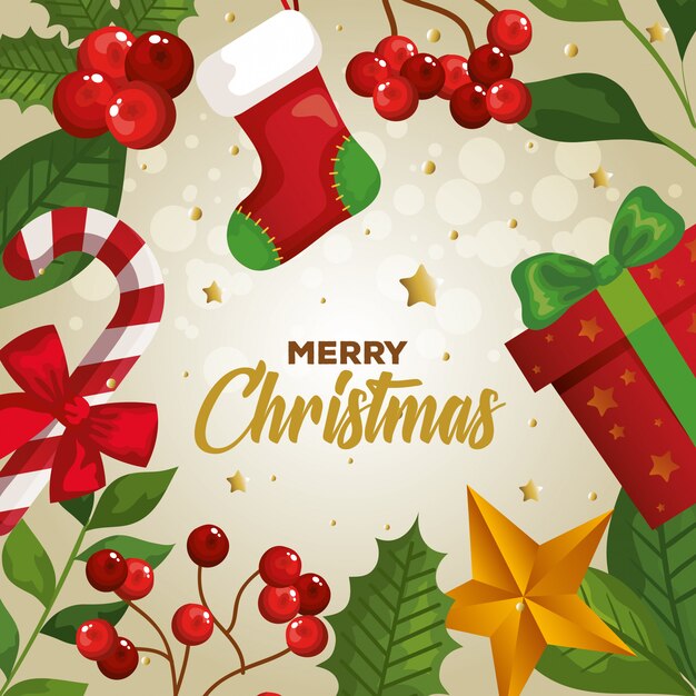 feliz navidad con tarjeta decoracion