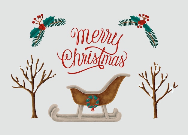 Feliz Navidad tarjeta dibujada a mano