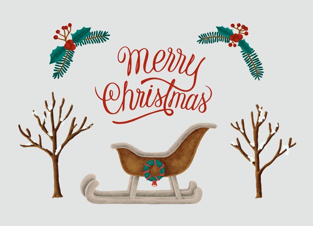 Feliz Navidad tarjeta dibujada a mano