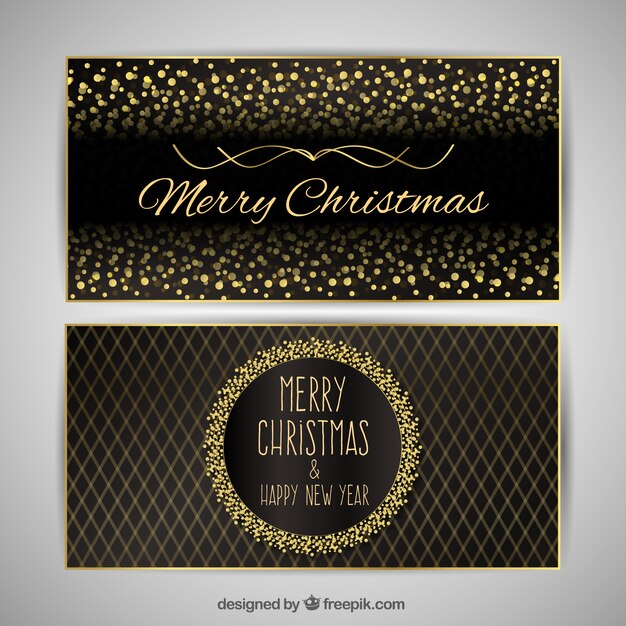 Feliz navidad con tarjetas doradas lujosas