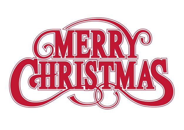 Feliz Navidad Vector Logo Rojo Decorativo Logo Con Swash Aislado En Un Fondo Blanco