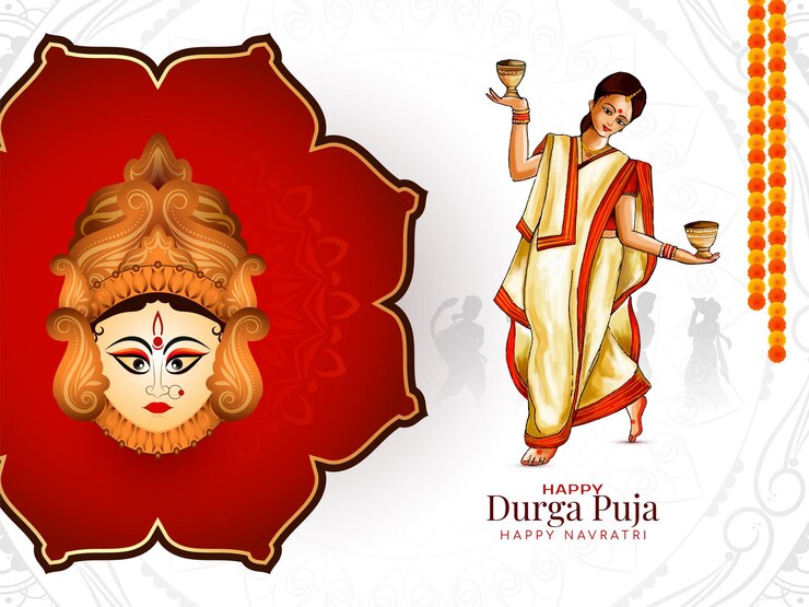 Vector gratuito feliz navratri y durga puja diseño de fondo del festival tradicional indio