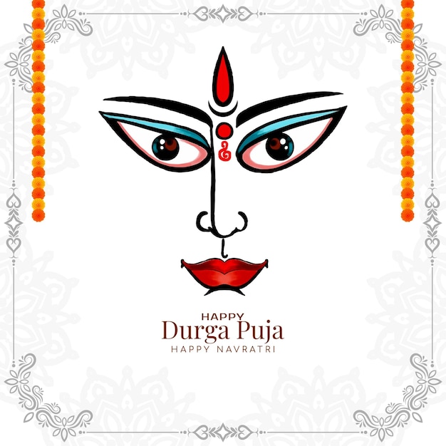 Feliz Navratri y Durga Puja Vector de diseño de tarjetas de festivales hindúes tradicionales