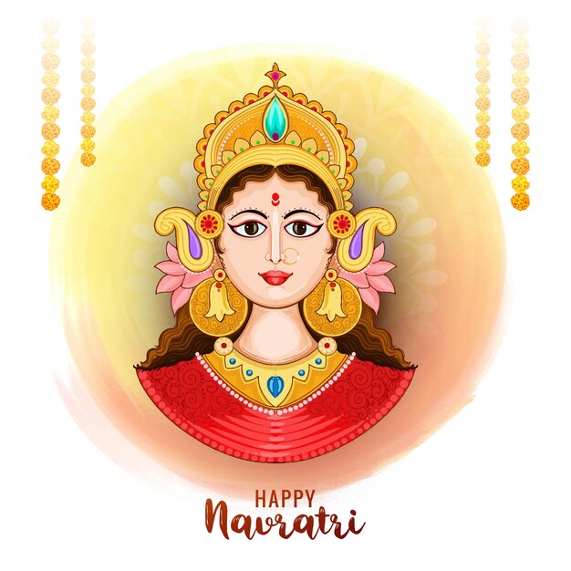 Feliz Navratri el fondo de la tarjeta de celebración del festival religioso indio