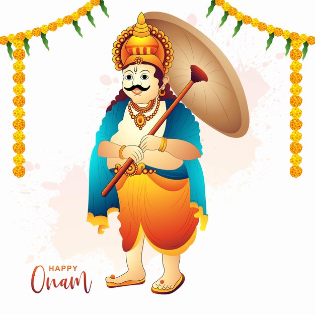 Feliz onam festival del sur de la india kerala vacaciones ilustración fondo