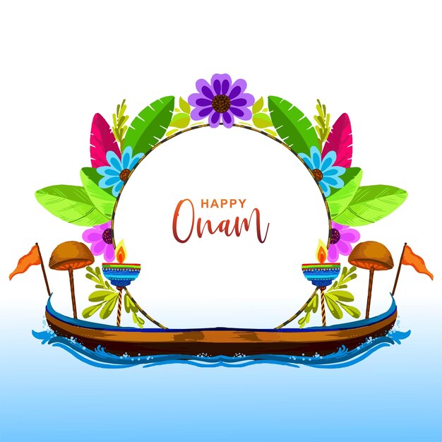 Feliz onam con fondo de tarjeta de celebración creativa