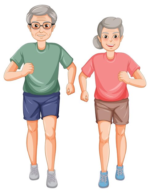 Feliz pareja senior para correr