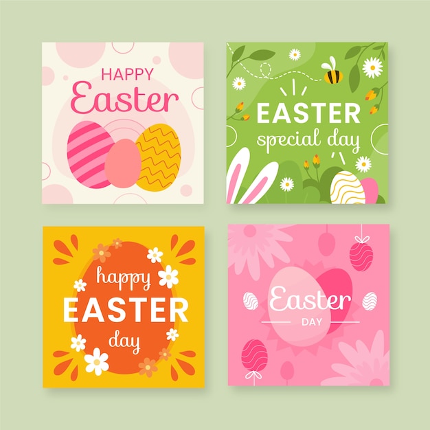 Vector gratuito feliz pascua instagram post set