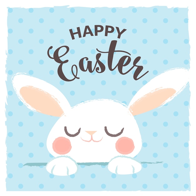 Vector gratuito feliz pascua con lindo conejo