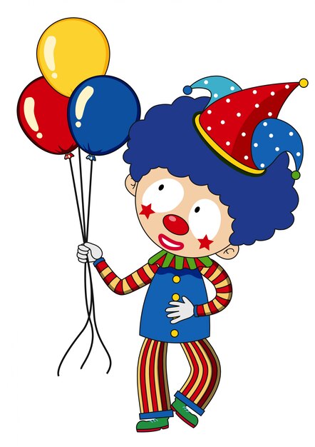 Feliz payaso con globos de colores