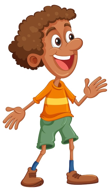 Vector gratuito feliz personaje de dibujos animados afroafricano