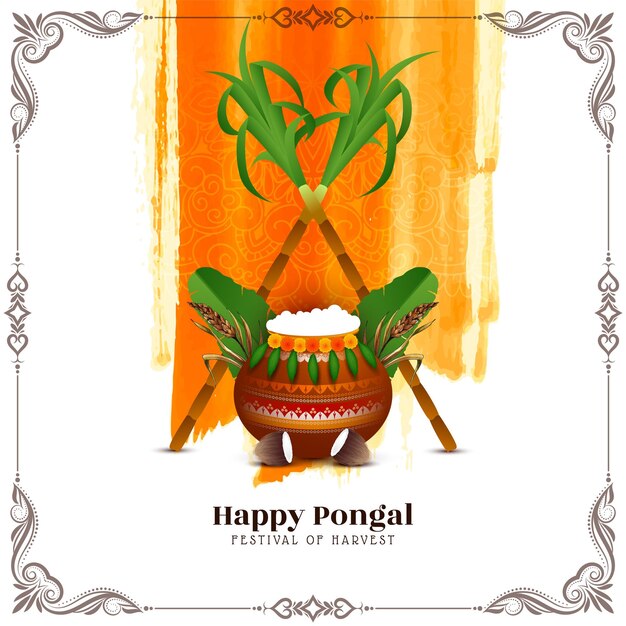 Feliz Pongal Diseño de fondo del festival de la cosecha indio